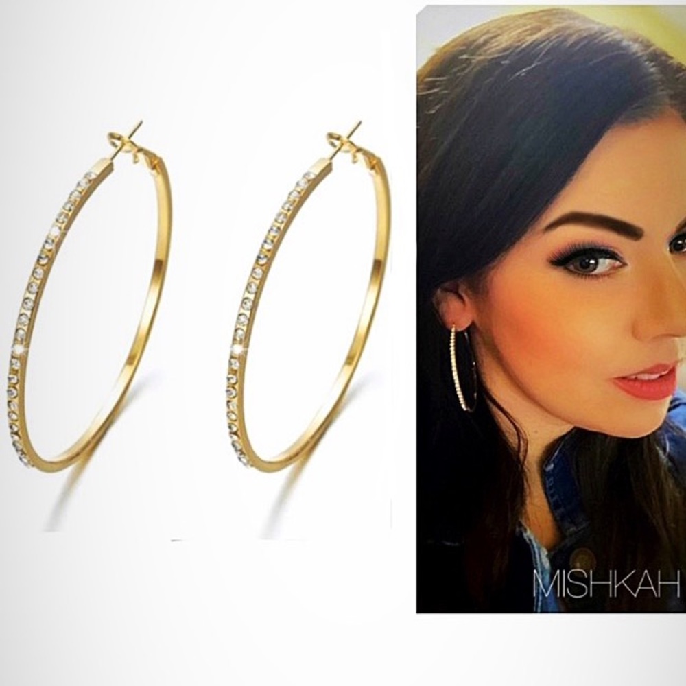 Restocked🎉Large CZ Gold Color Hoop Earrings